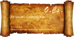 Orovan Csendike névjegykártya
